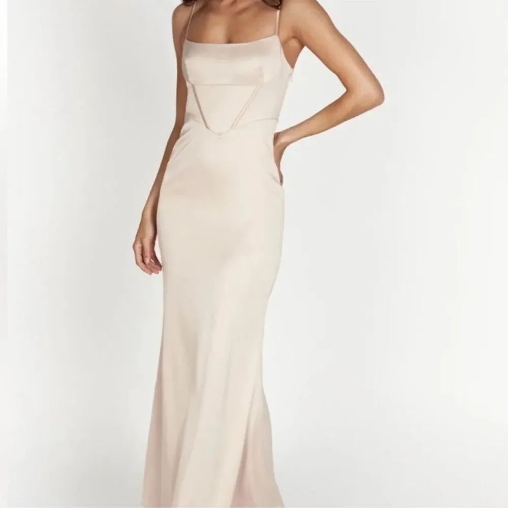 NWTs MESHKI Desirie Corset Maxi Dress in Champagne in Large